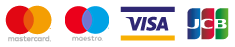 Mastercard, Maestro, Visa, JCB